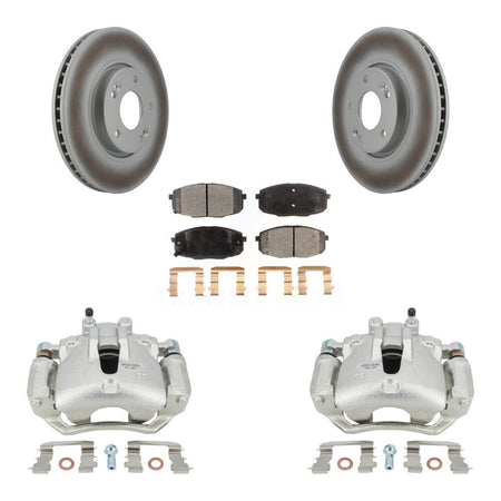 Front Disc Brake Caliper Coated Rotors And Semi-Metallic Pads Kit For Kia Forte5 2.0L KCG-100663P