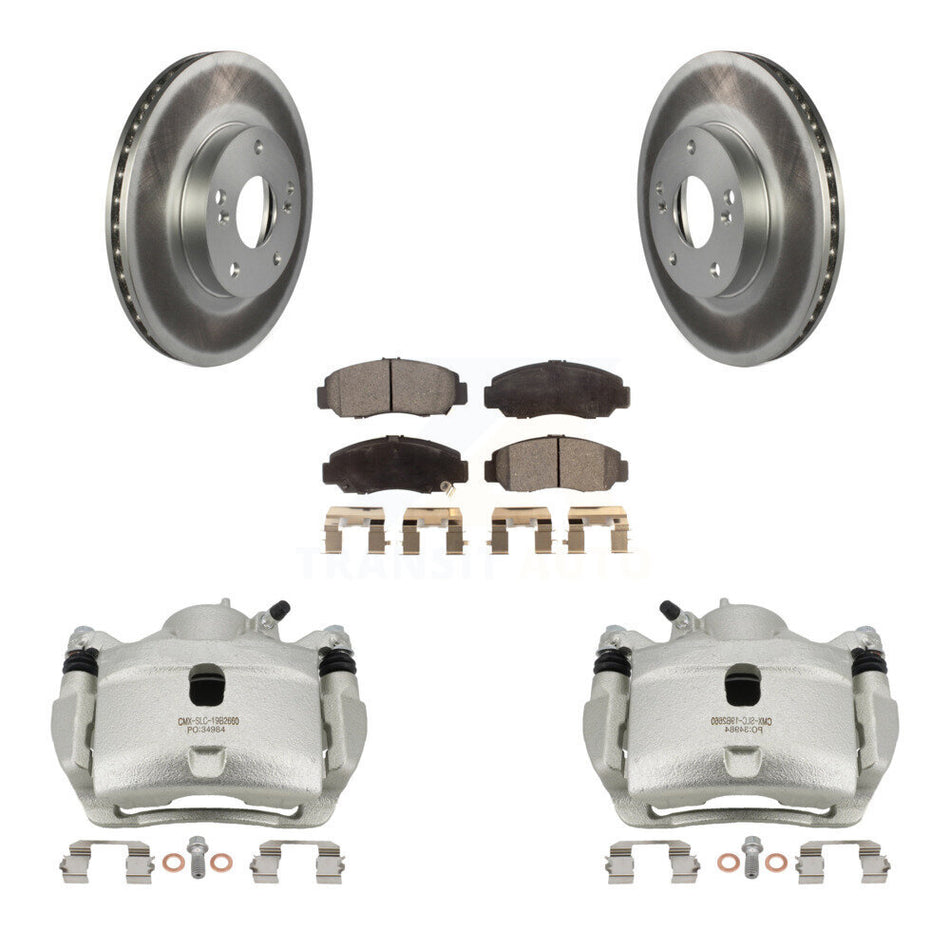 Front Disc Brake Caliper Coated Rotors And Ceramic Pads Kit For 2007 Honda Accord 2.4L KCG-100664T