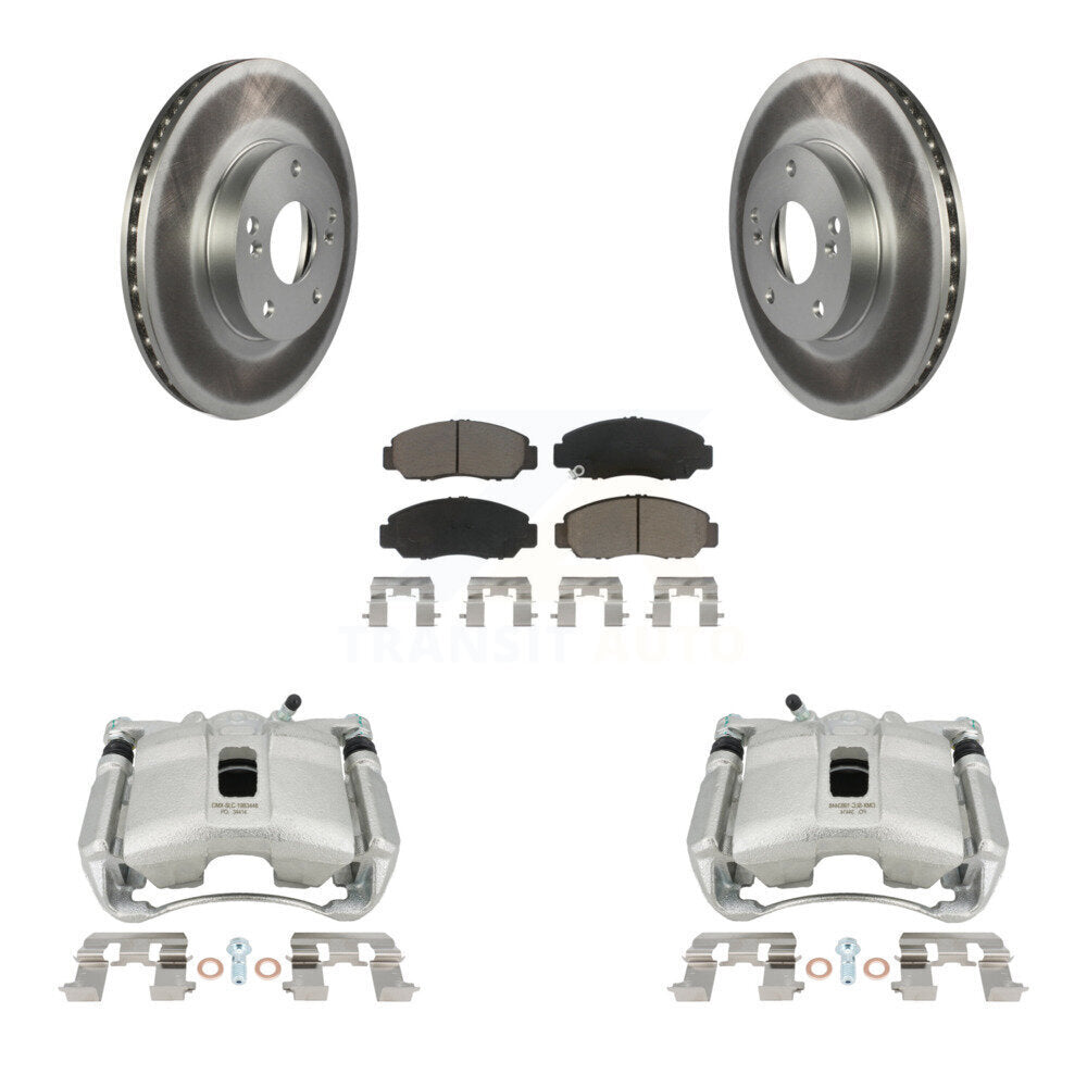 Front Disc Brake Caliper Coated Rotors And Ceramic Pads Kit For Honda Civic Acura CSX KCG-100665C