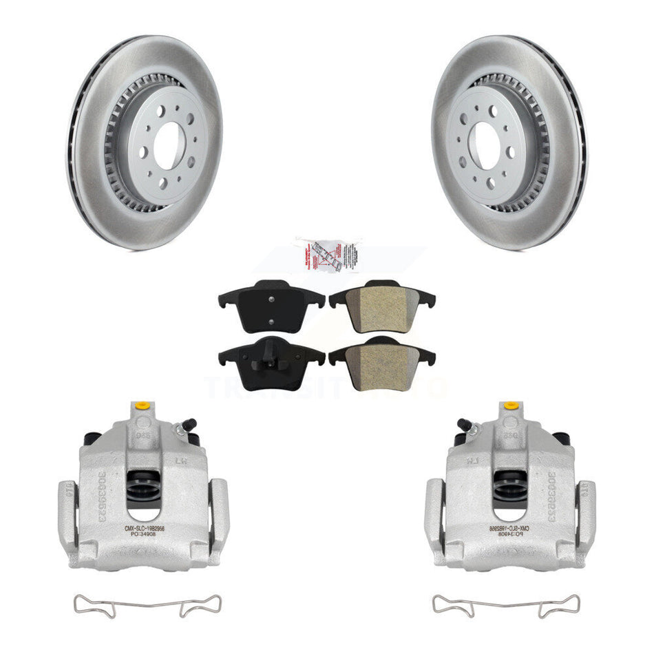 Rear Disc Brake Caliper Coated Rotors And Semi-Metallic Pad Kit For 2003-2014 Volvo XC90 KCG-100665N
