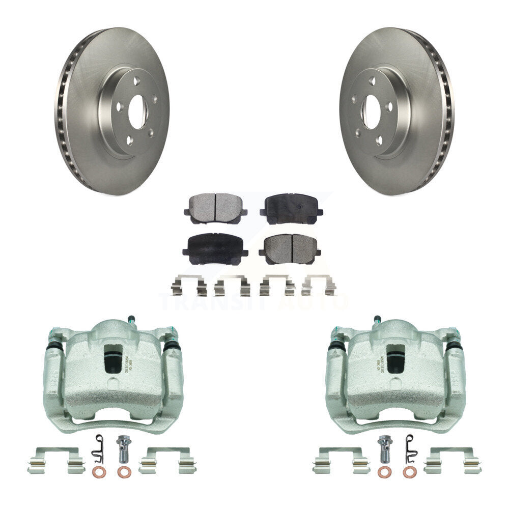 Front Brake Caliper Coat Rotor & Semi-Metallic Pad Kit For Toyota Corolla Matrix Pontiac KCG-100665P