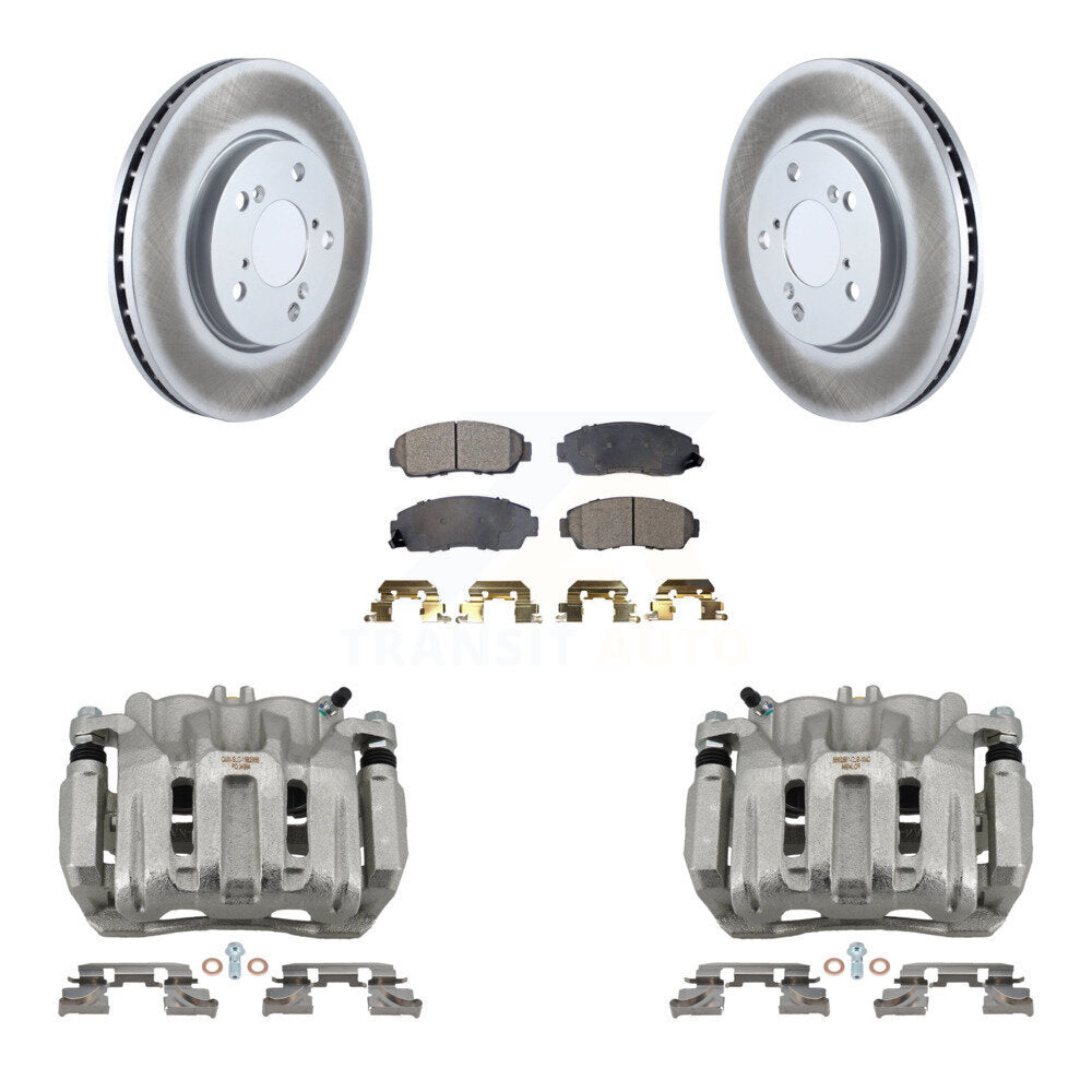 Front Disc Brake Caliper Coated Rotors And Ceramic Pads Kit For 2005-2010 Honda Odyssey KCG-100665T