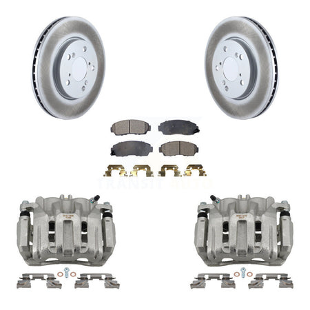 Front Disc Brake Caliper Coated Rotors And Ceramic Pads Kit For 2005-2010 Honda Odyssey KCG-100665T