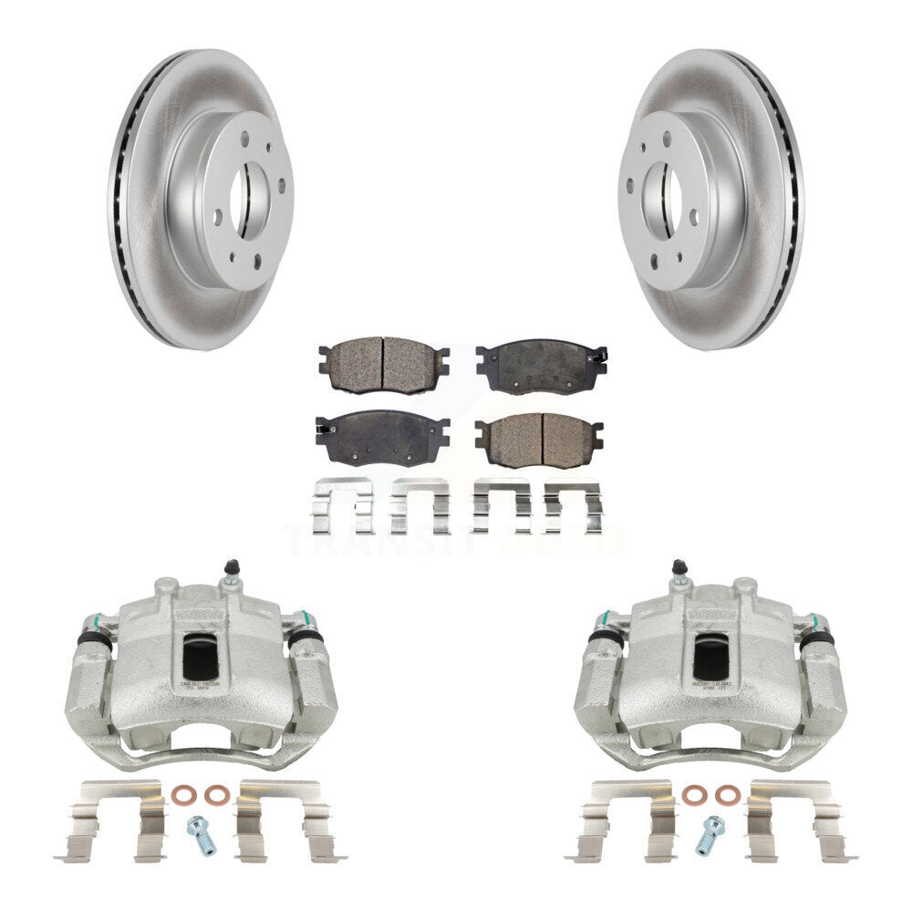Front Disc Brake Caliper Coat Rotors & Ceramic Pad Kit For 2006 Hyundai Accent Hatchback KCG-100666T
