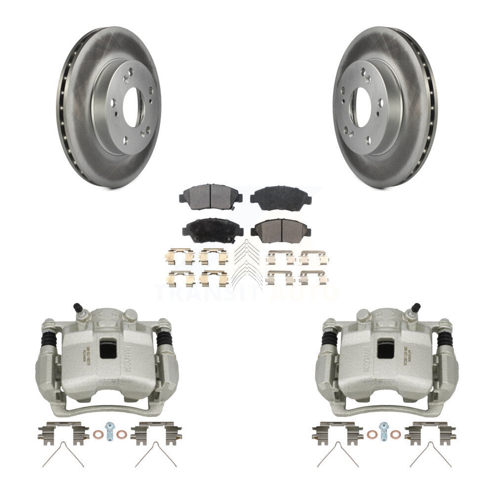 Front Disc Brake Caliper Coat Rotors And Semi-Metallic Pad Kit For Honda Civic Acura RSX KCG-100667P
