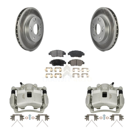 Front Disc Brake Caliper Coat Rotors And Semi-Metallic Pad Kit For Honda Civic Acura RSX KCG-100667P