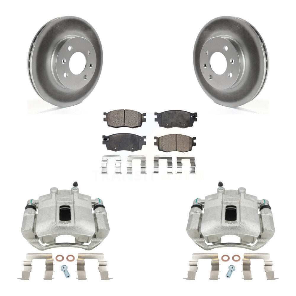 Front Disc Brake Caliper Coat Rotors And Ceramic Pad Kit For Hyundai Accent Kia Rio Rio5 KCG-100667T