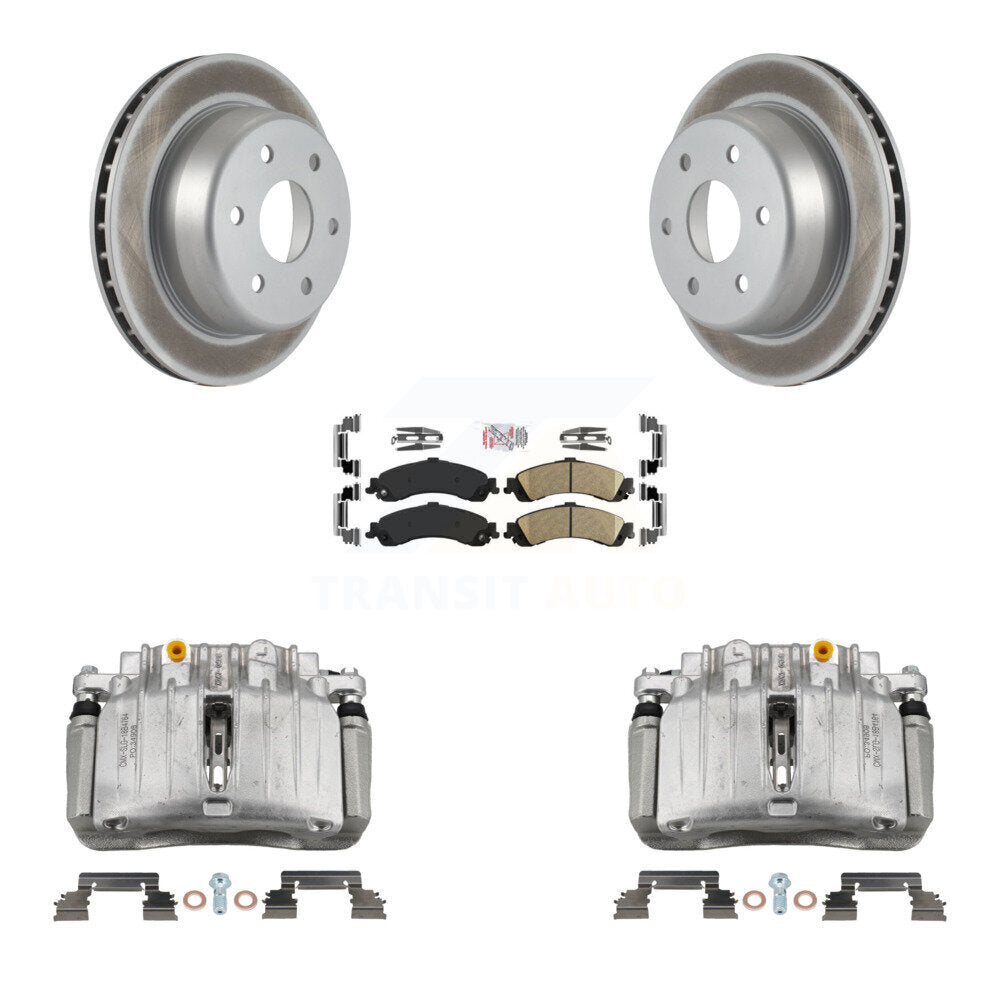 Rear Brake Caliper Coat Rotor Ceramic Pad Kit For Chevrolet Silverado 1500 GMC Avalanche KCG-100668N