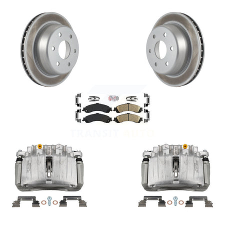 Rear Brake Caliper Coat Rotor Ceramic Pad Kit For Chevrolet Silverado 1500 GMC Avalanche KCG-100668N
