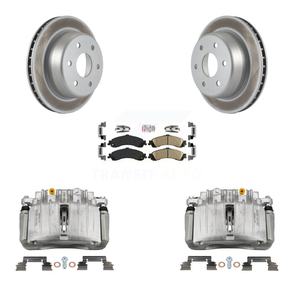 Rear Brake Caliper Coat Rotor Ceramic Pad Kit For Chevrolet Silverado 1500 GMC Avalanche KCG-100668N