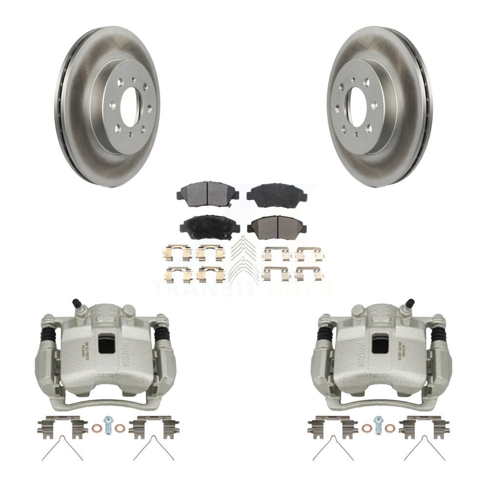 Front Disc Brake Caliper Coated Rotors And Semi-Metallic Pads Kit For Honda Civic KCG-100669P