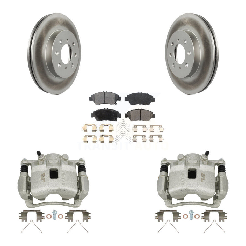 Front Disc Brake Caliper Coated Rotors And Semi-Metallic Pads Kit For Honda Civic KCG-100669P