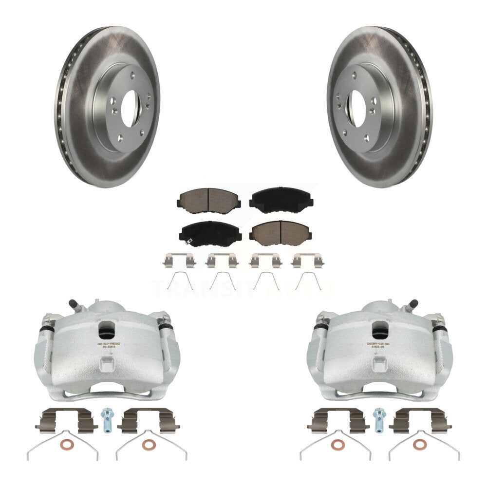Front Disc Brake Caliper Coated Rotors And Ceramic Pads Kit For 2003-2011 Honda Element KCG-100670C