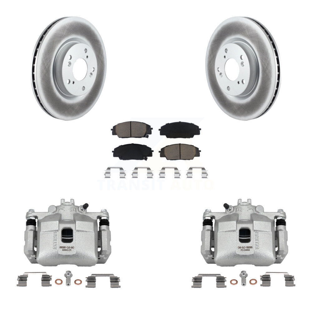 Front Brake Caliper Coat Rotors & Ceramic Pad Kit For 2006-2011 Honda Civic Si with 2.0L KCG-100671C