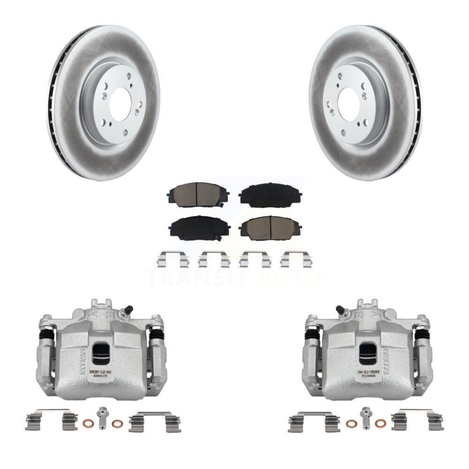 Front Brake Caliper Coat Rotors & Ceramic Pad Kit For 2006-2011 Honda Civic Si with 2.0L KCG-100671C