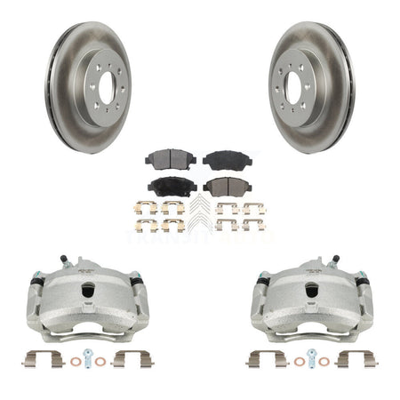 Front Brake Caliper Coat Rotors Semi-Metallic Pad Kit For 04-05 Honda Civic Si with 1.7L KCG-100671P
