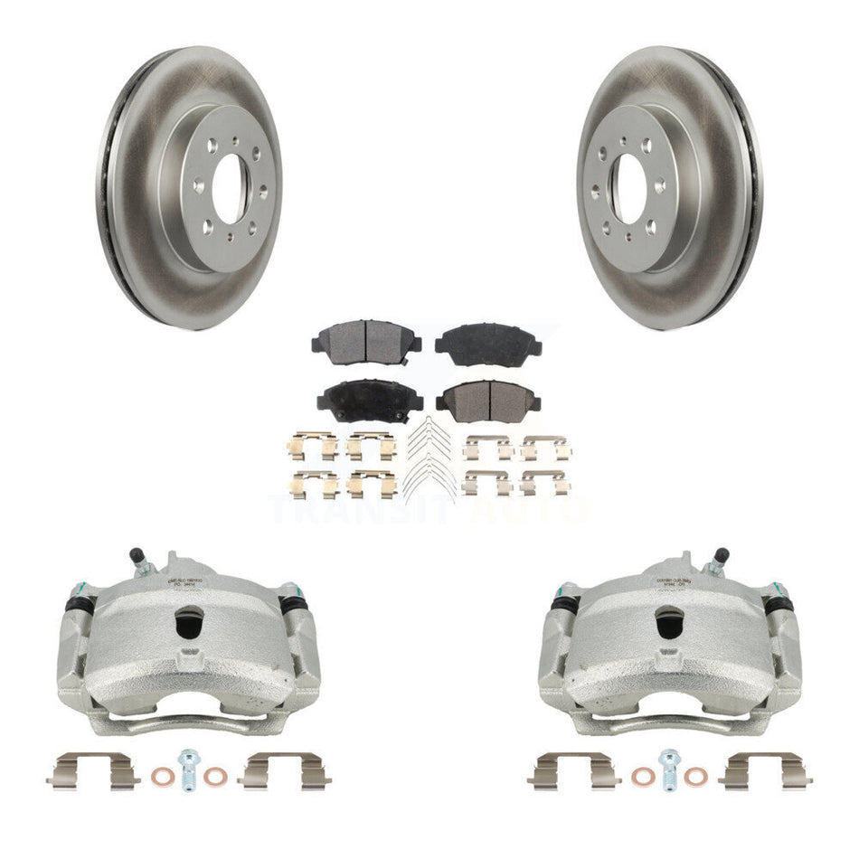 Front Brake Caliper Coat Rotors Semi-Metallic Pad Kit For 04-05 Honda Civic Si with 1.7L KCG-100671P