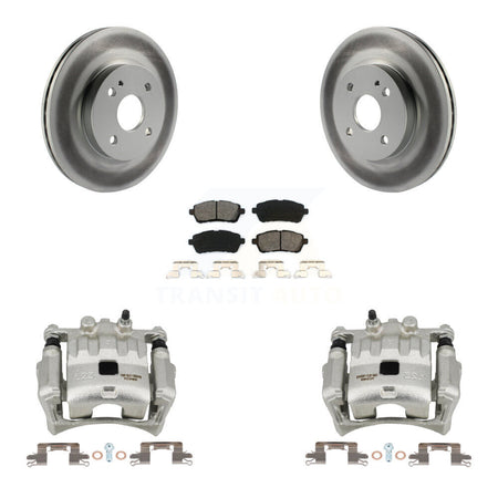 Front Disc Brake Caliper Coated Rotors And Semi-Metallic Pads Kit For 2011-2014 Mazda 2 KCG-100671S