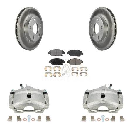 Front Brake Caliper Coat Rotors Semi-Metallic Pad Kit For 04-05 Honda Civic Si with 1.7L KCG-100672P