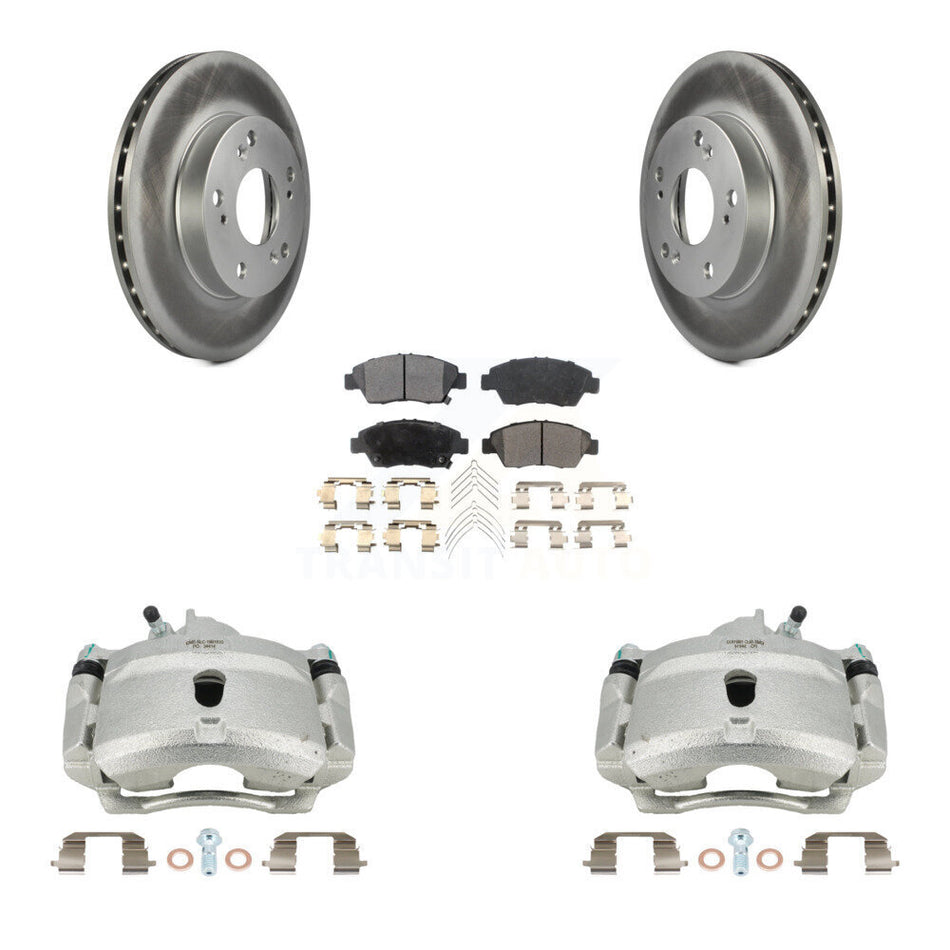 Front Brake Caliper Coat Rotors Semi-Metallic Pad Kit For 04-05 Honda Civic Si with 1.7L KCG-100672P