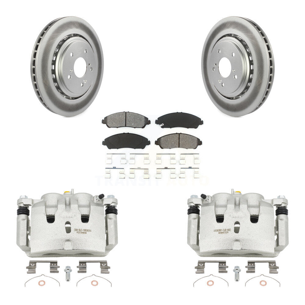 Front Disc Brake Caliper Coated Rotors And Semi-Metallic Pad Kit For 2014-2016 Acura MDX KCG-100672S