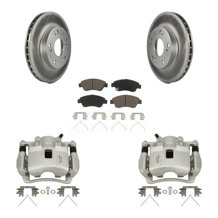 Front Disc Brake Caliper Coated Rotors And Ceramic Pads Kit For Honda Civic KCG-100673C