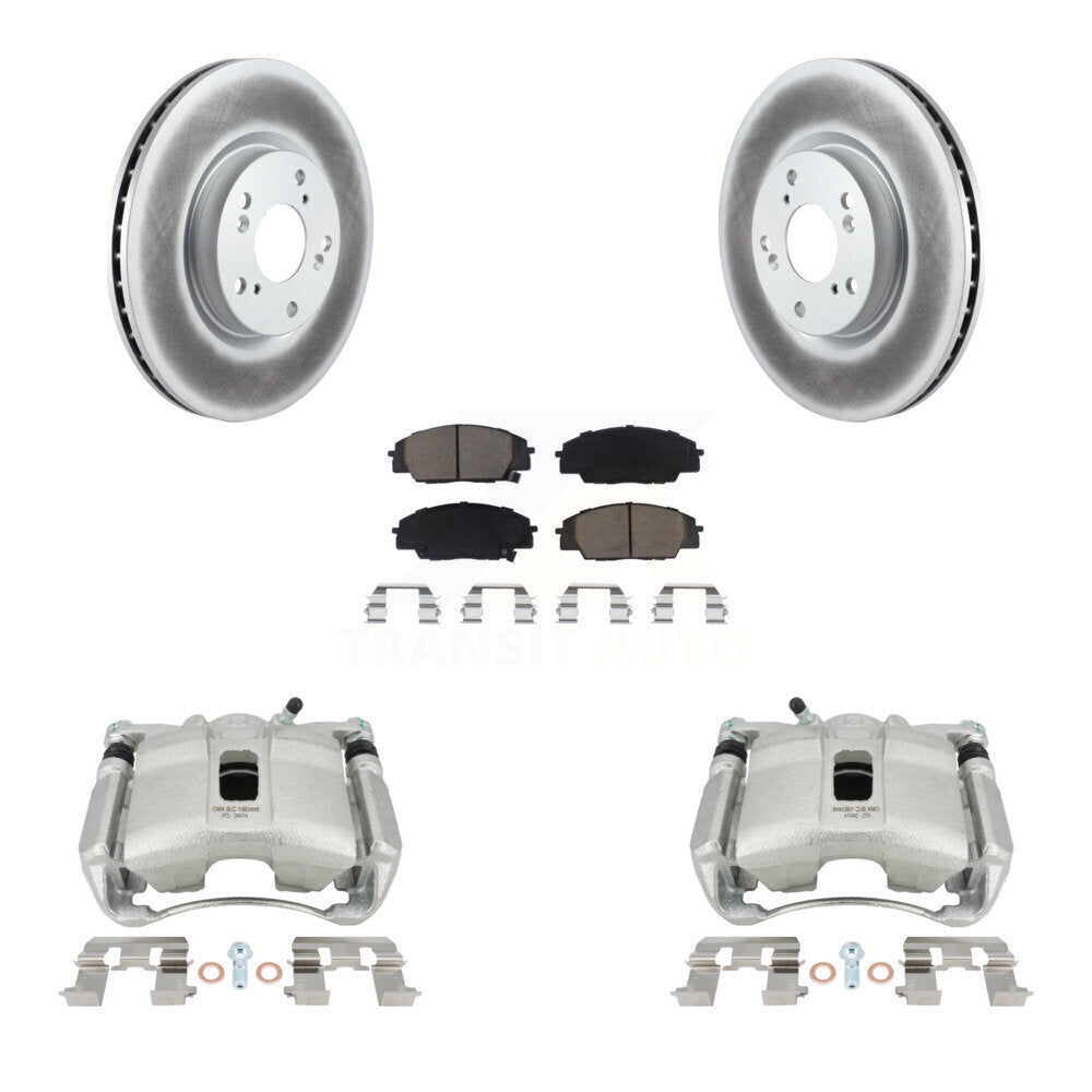 Front Disc Brake Caliper Coated Rotor And Ceramic Pad Kit For 2007-2010 Acura CSX Type-S KCG-100674C