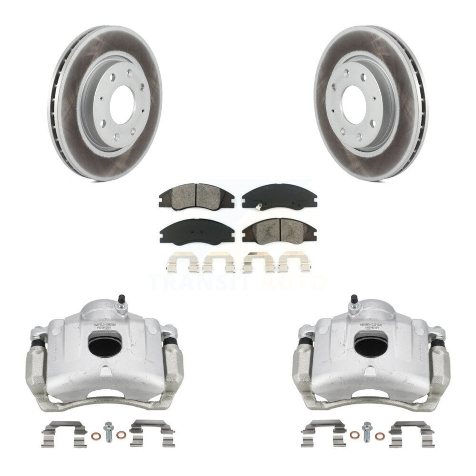 Front Disc Brake Caliper Coated Rotor And Semi-Metallic Pad Kit For Kia Spectra Spectra5 KCG-100674S