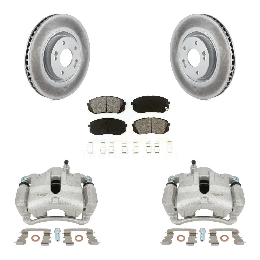Front Disc Brake Caliper Coated Rotors And Semi-Metallic Pads Kit For Hyundai Tucson KCG-100675S