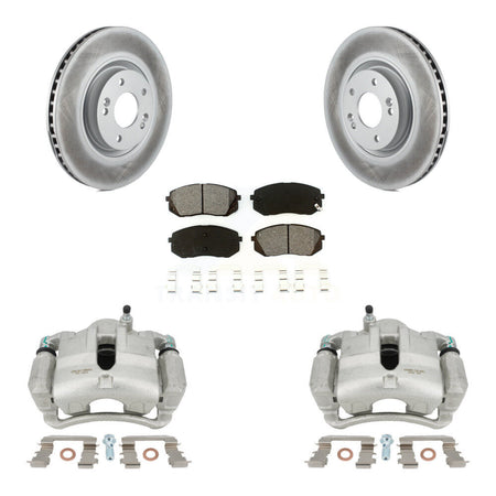 Front Disc Brake Caliper Coated Rotors And Semi-Metallic Pads Kit For Hyundai Tucson KCG-100675S