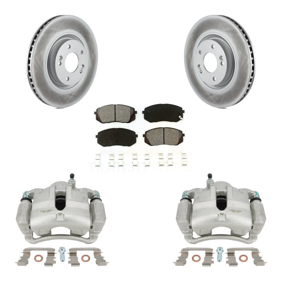Front Disc Brake Caliper Coated Rotors And Semi-Metallic Pads Kit For Hyundai Tucson KCG-100675S