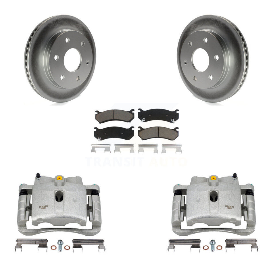 Front Brake Caliper Coat Rotor & Ceramic Pad Kit For Chevrolet GMC Silverado 1500 Sierra KCG-100676C