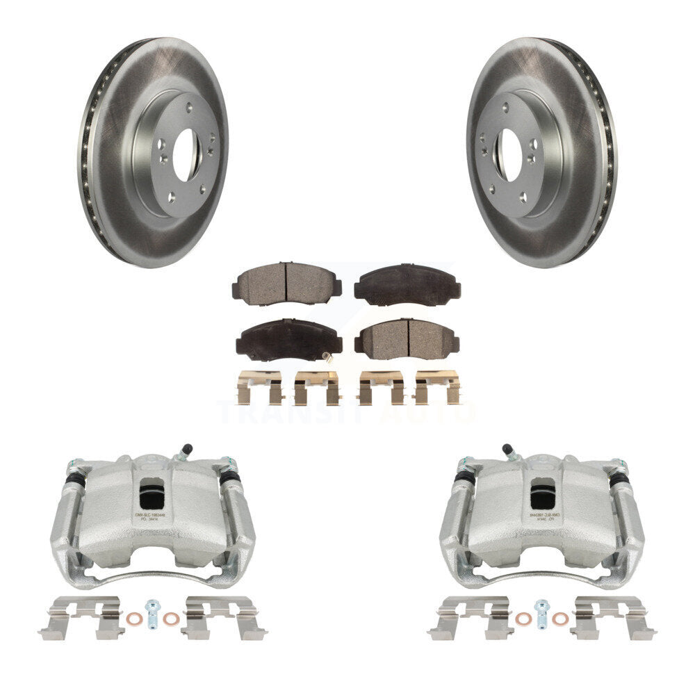 Front Disc Brake Caliper Coated Rotors And Ceramic Pads Kit For Honda Civic Acura CSX KCG-100676T