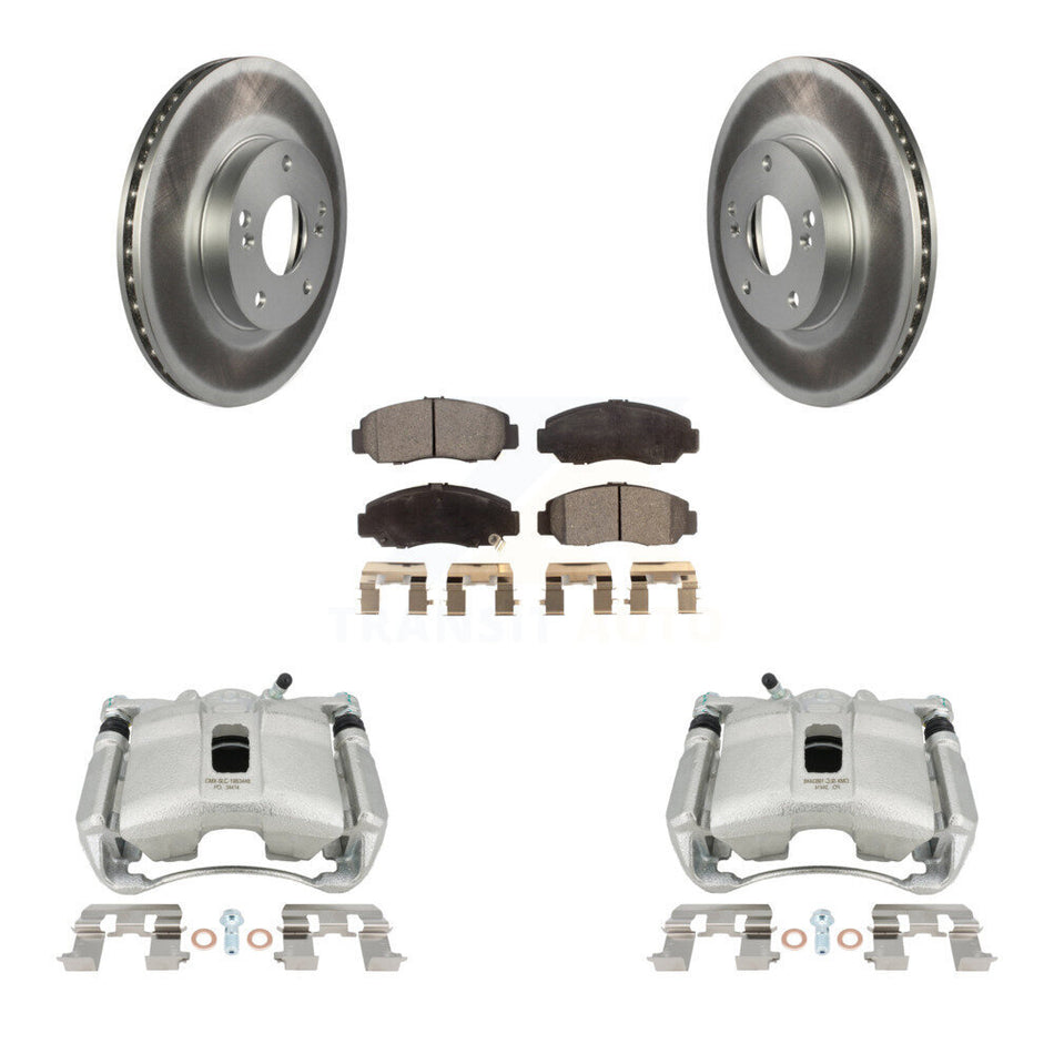Front Disc Brake Caliper Coated Rotors And Ceramic Pads Kit For Honda Civic Acura CSX KCG-100676T