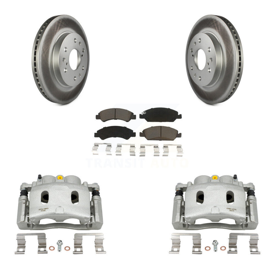 Front Brake Caliper Coat Rotor & Ceramic Pad Kit For Chevrolet GMC Silverado 1500 Sierra KCG-100677C