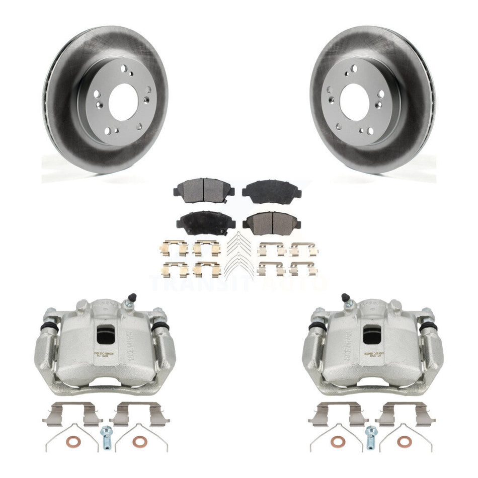Front Disc Brake Caliper Coated Rotors And Ceramic Pads Kit For Honda Civic Acura ILX KCG-100678T