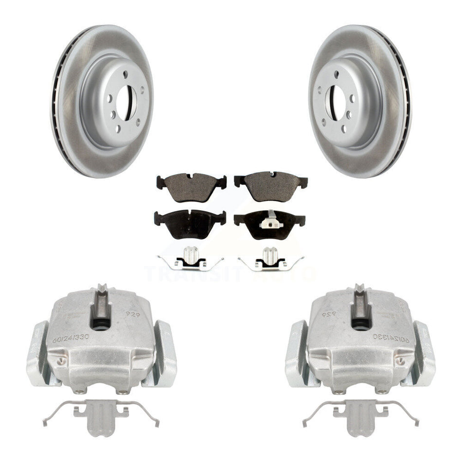 Front Disc Brake Caliper Coated Rotors And Semi-Metallic Pads Kit For BMW 528i xDrive KCG-100679P