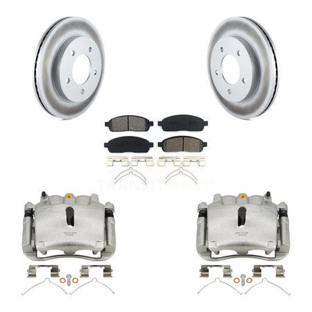Front Brake Caliper Coat Rotor Semi-Metallic Pad Kit For 04 Ford F-150 With 5 Lug Wheels KCG-100680S