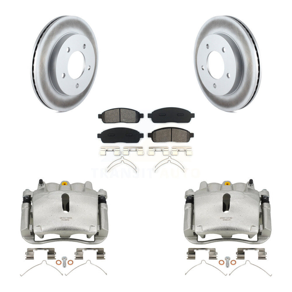 Front Brake Caliper Coat Rotor Semi-Metallic Pad Kit For 04 Ford F-150 With 5 Lug Wheels KCG-100680S