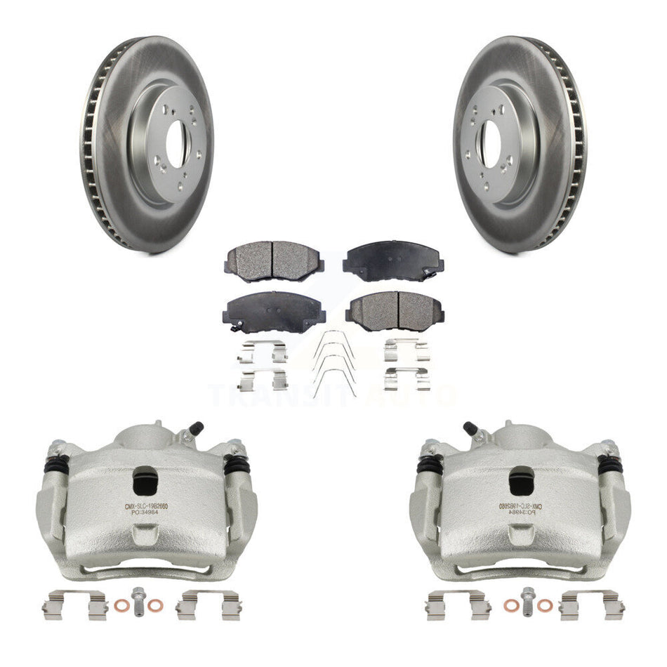 Front Disc Brake Caliper Coated Rotors And Ceramic Pads Kit For Honda Civic KCG-100680T