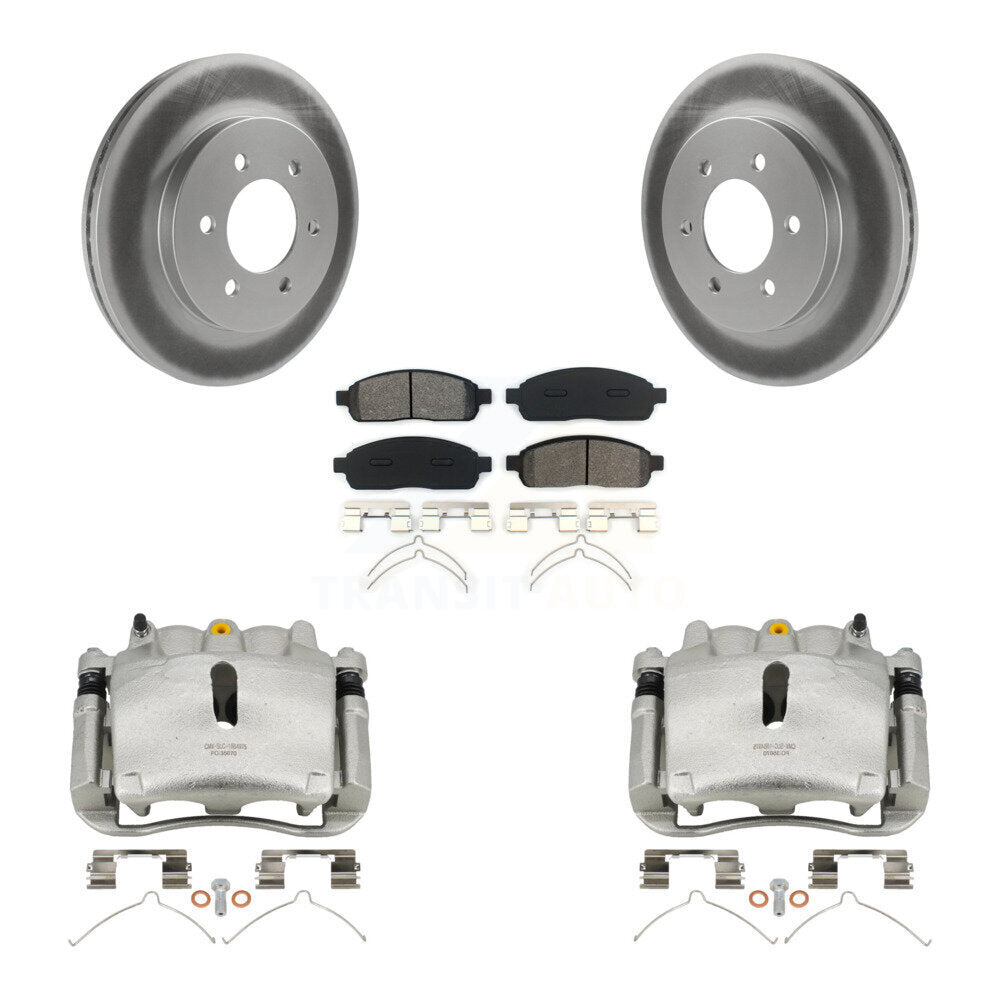 Front Brake Caliper Coat Rotors Semi-Metallic Pad Kit For Ford F-150 Lincoln Mark LT 4WD KCG-100681S