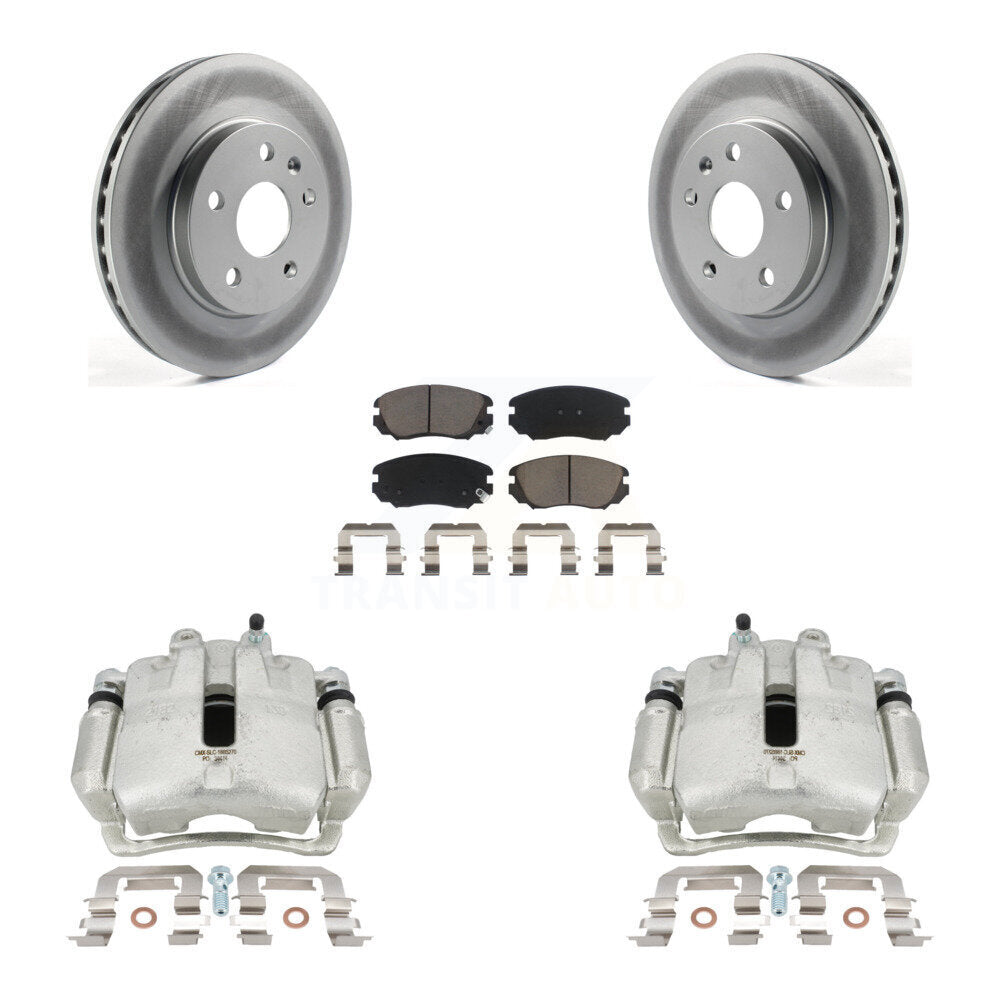 Front Brake Caliper Coat Rotor Ceramic Pad Kit For 11 Buick Regal With Solid Rear Rotors KCG-100682C