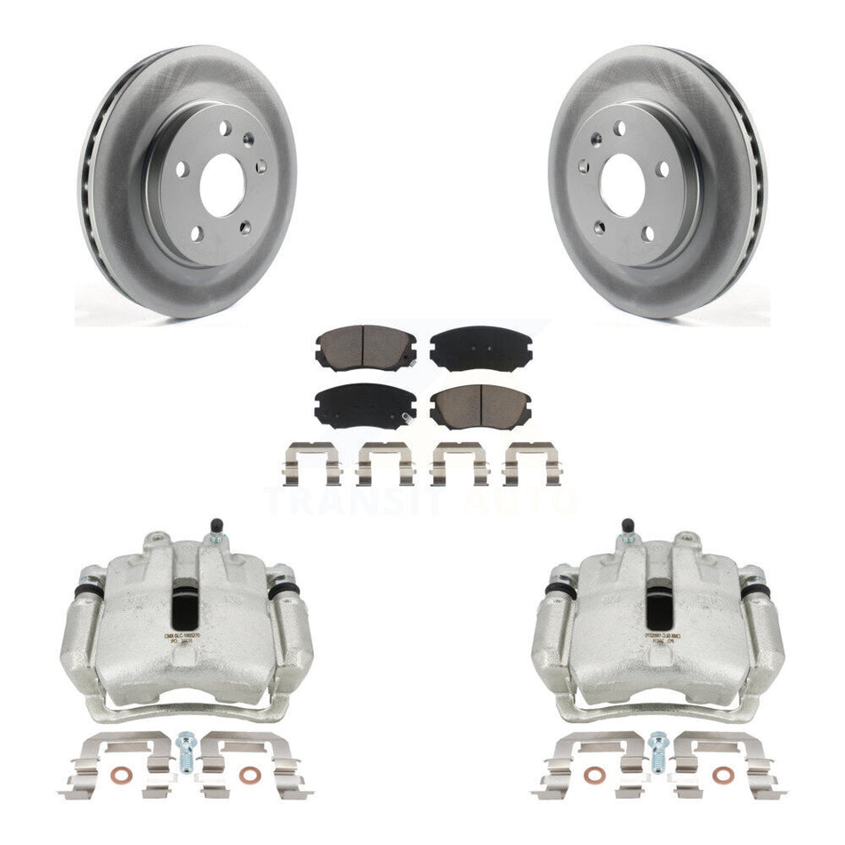 Front Brake Caliper Coat Rotor Ceramic Pad Kit For 11 Buick Regal With Solid Rear Rotors KCG-100682C
