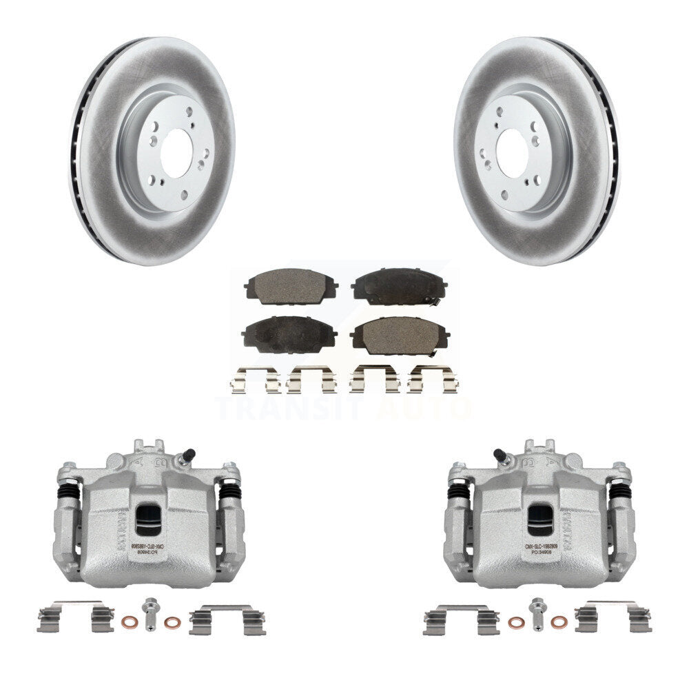 Front Brake Caliper Coat Rotors & Ceramic Pad Kit For 2006-2011 Honda Civic Si with 2.0L KCG-100682T