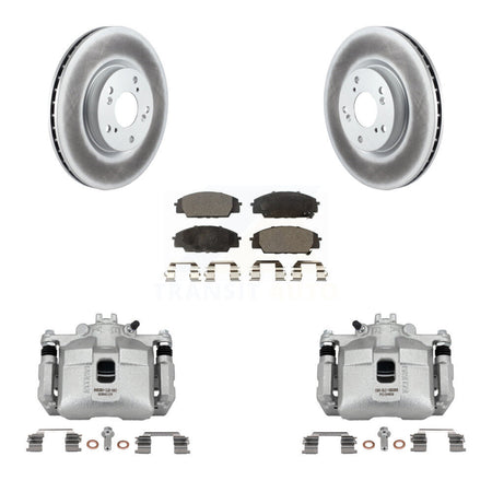 Front Brake Caliper Coat Rotors & Ceramic Pad Kit For 2006-2011 Honda Civic Si with 2.0L KCG-100682T