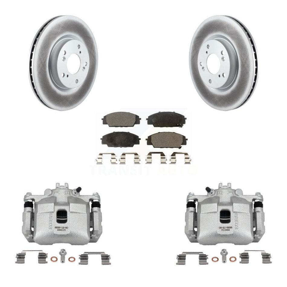 Front Brake Caliper Coat Rotors & Ceramic Pad Kit For 2006-2011 Honda Civic Si with 2.0L KCG-100682T