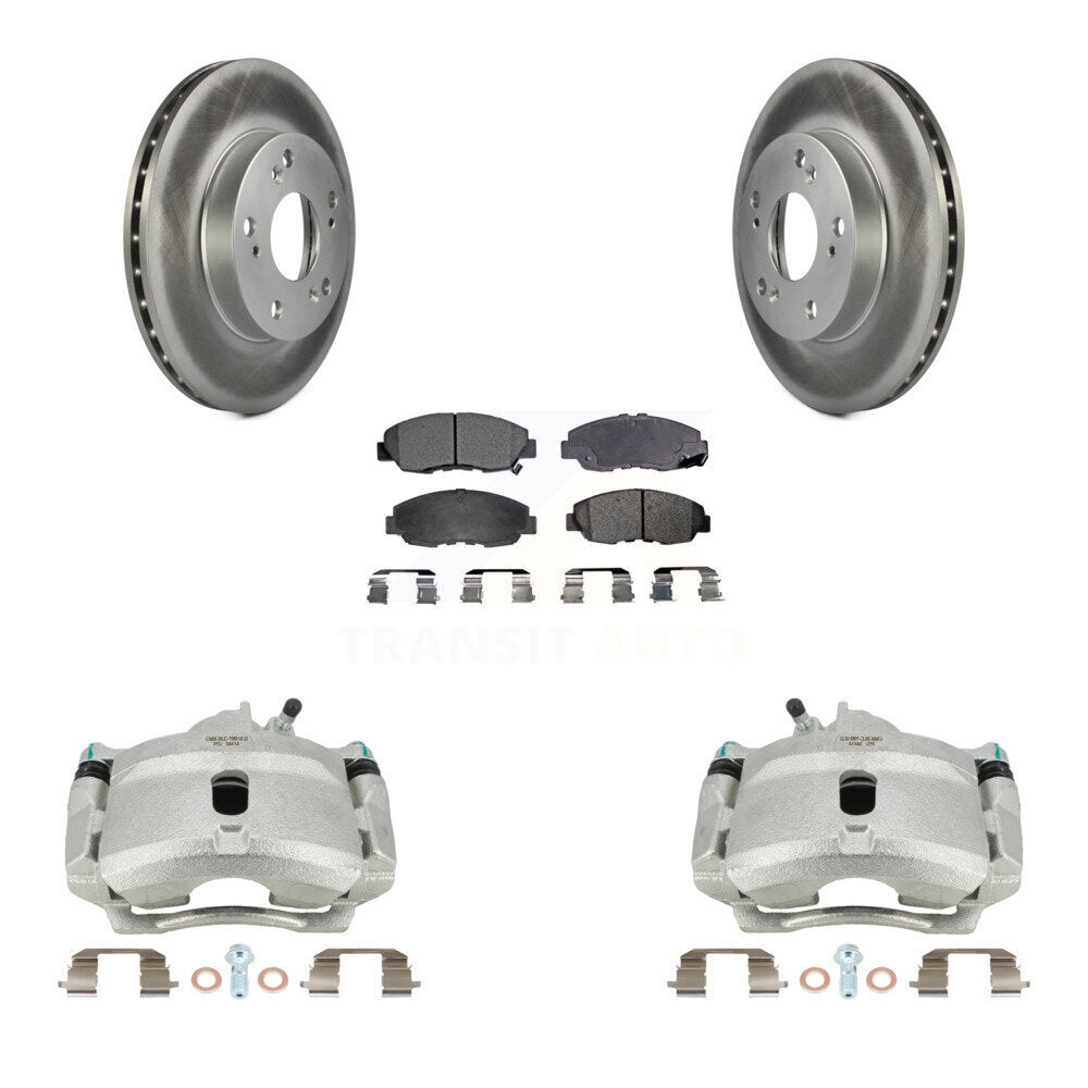 Front Disc Brake Caliper Coated Rotors And Ceramic Pads Kit For Honda Civic KCG-100683T