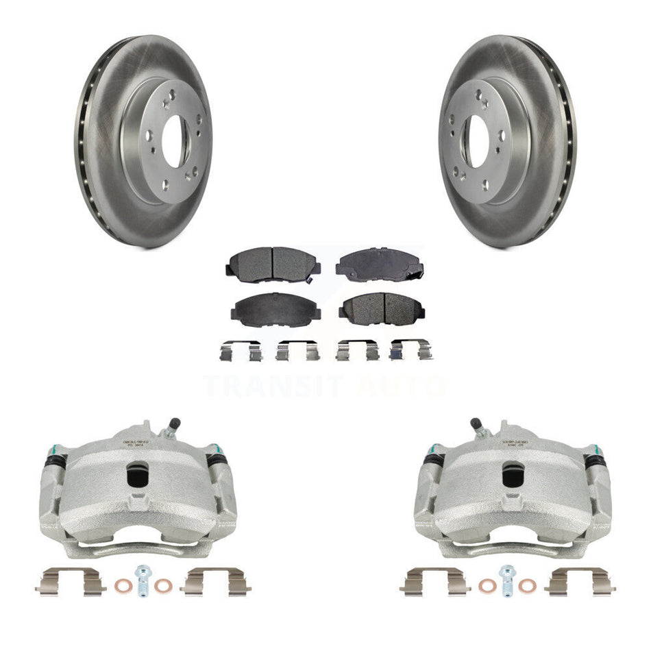 Front Disc Brake Caliper Coated Rotors And Ceramic Pads Kit For Honda Civic KCG-100683T