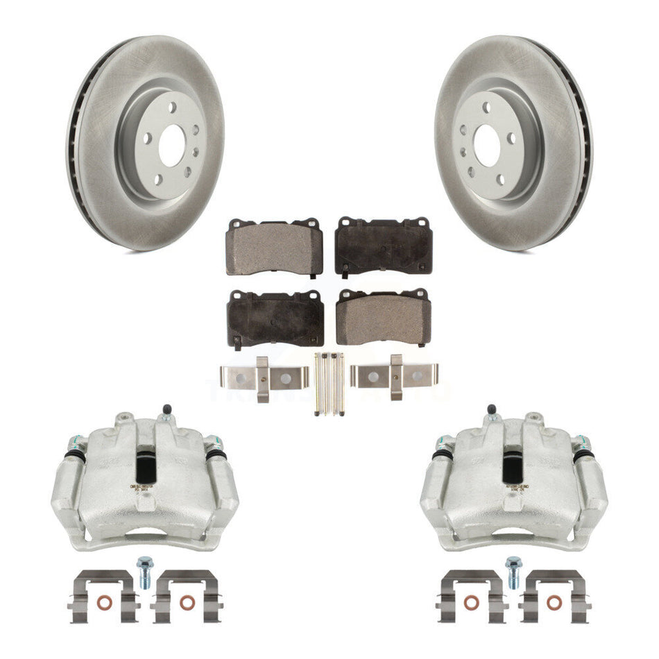 Front Disc Brake Caliper Coat Rotor Semi-Metallic Pad Kit For 2014-2017 Buick Regal 2.4L KCG-100684P