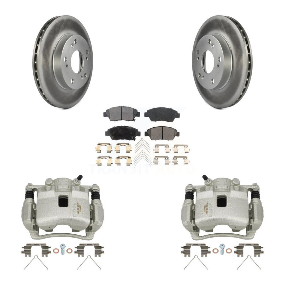 Front Disc Brake Caliper Coated Rotors And Ceramic Pads Kit For Honda Civic KCG-100684T